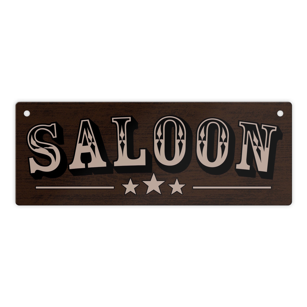 Saloon Metallschild in Holzoptik