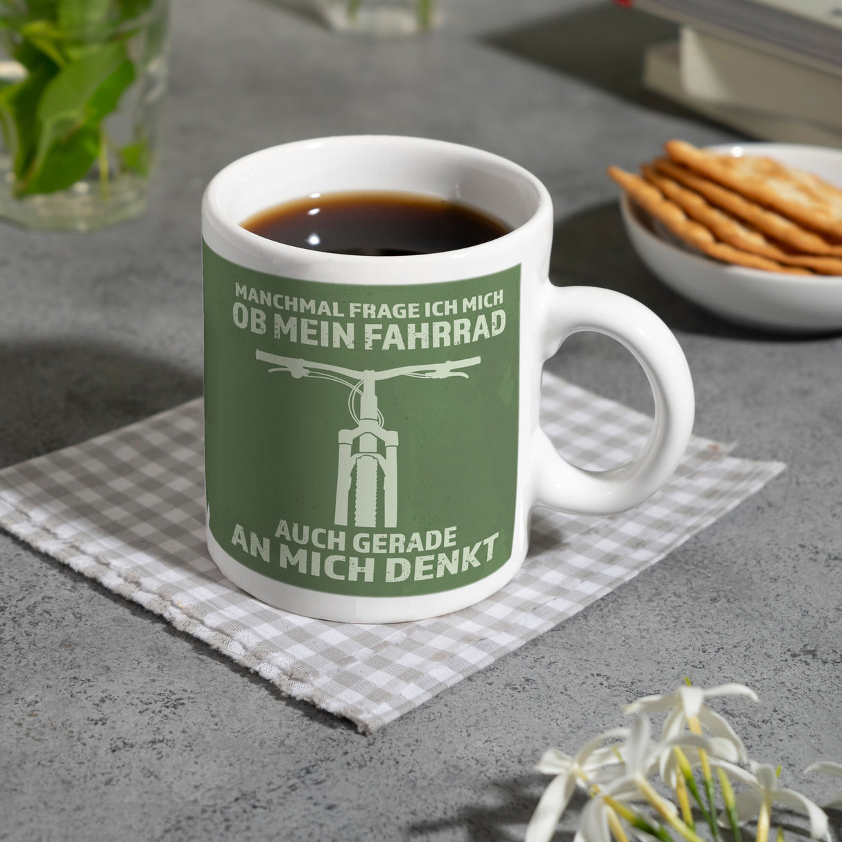 Manchmal frage ich mich ob mein Fahrrad auch gerade an mich denkt Kaffeebecher
