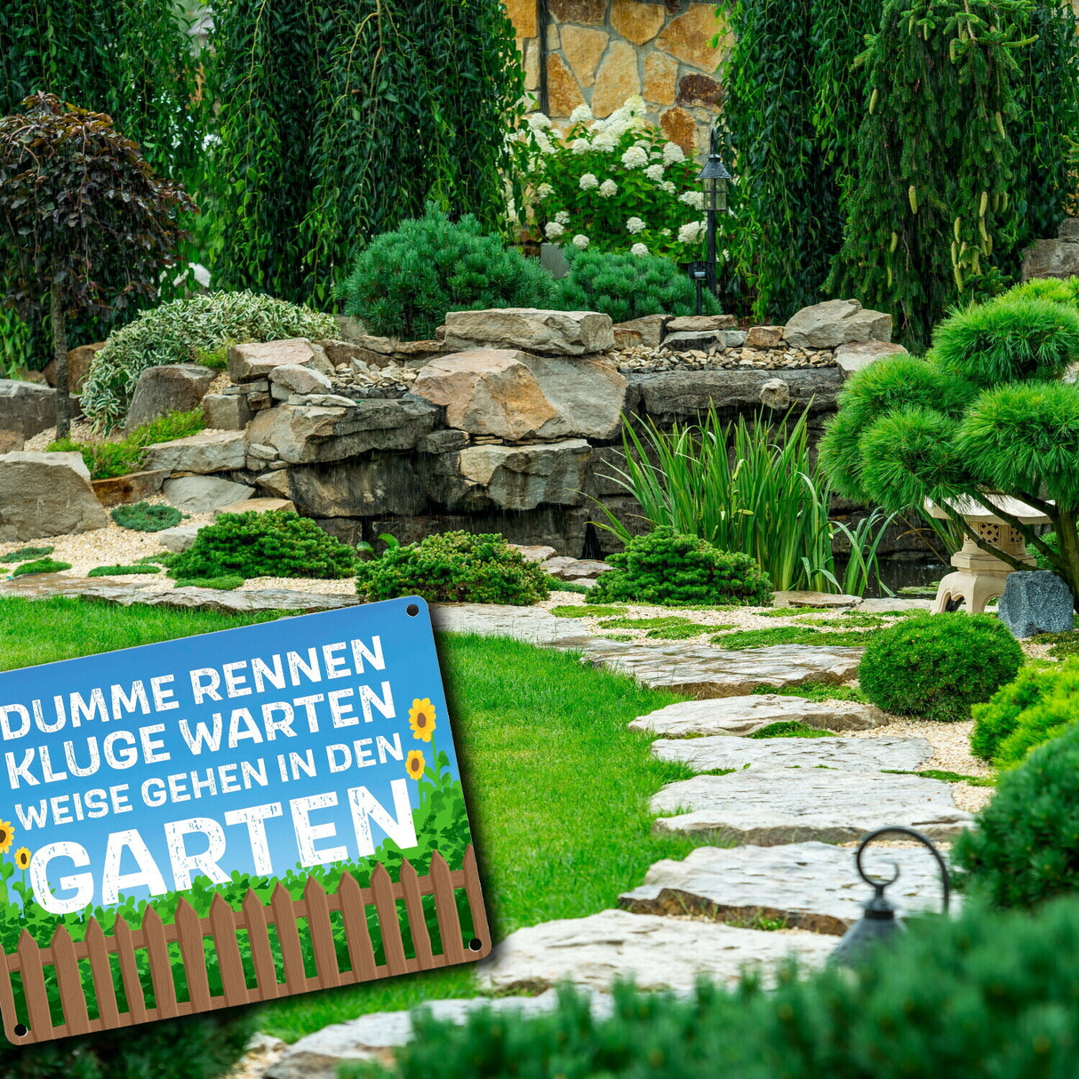 Dumme rennen, Kluge warten, Weise gehen in den Garten Metallschild
