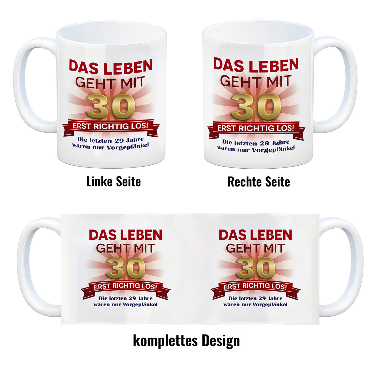 30. Geburtstag Kaffeebecher mit lustigem Spruch: Vorgeplänkel