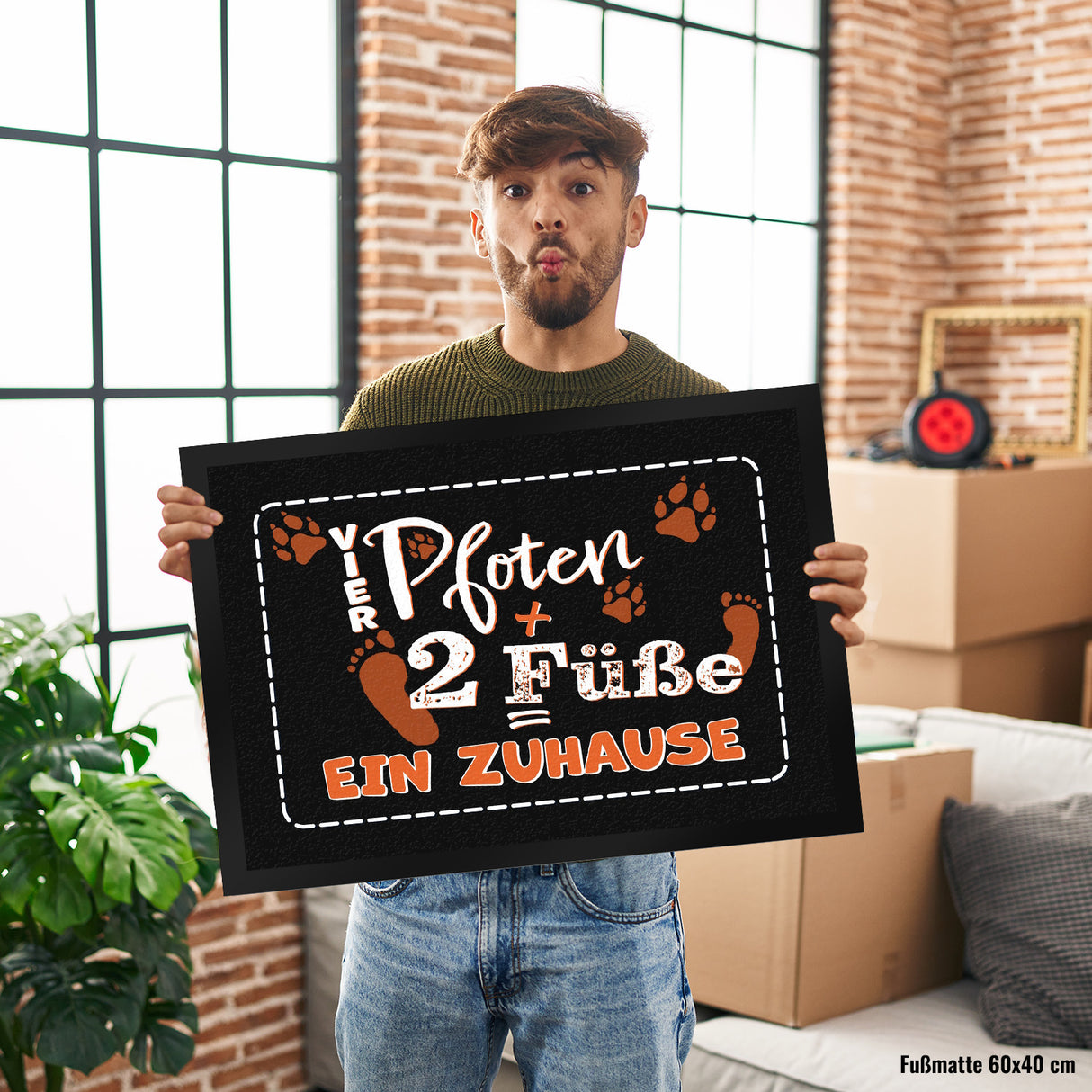 Vier Pfoten + Zwei Füße = Ein Zuhause Hunde Fußmatte