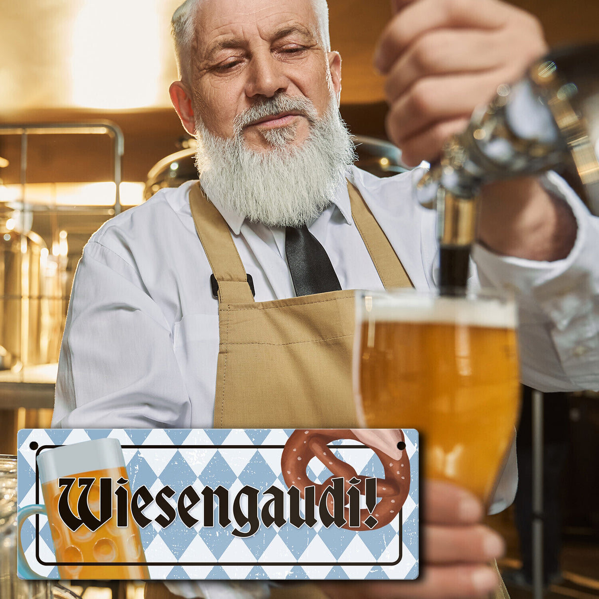 Wiesengaudi Metallschild mit bayrischem Motiv