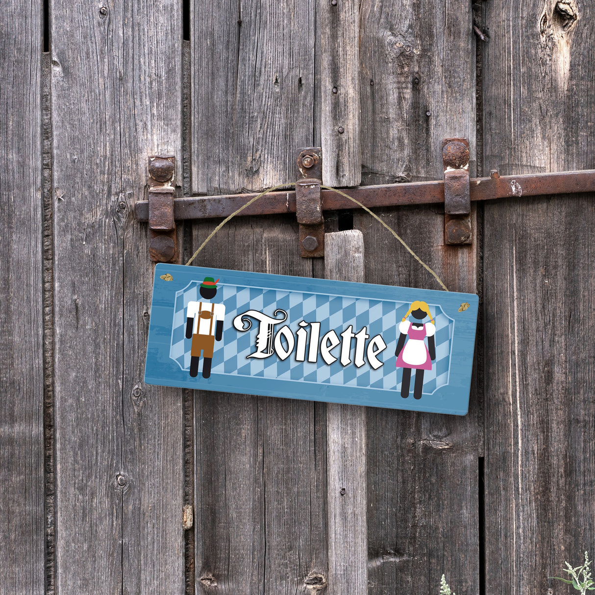 Toilette Metallschild auf bayrische Art