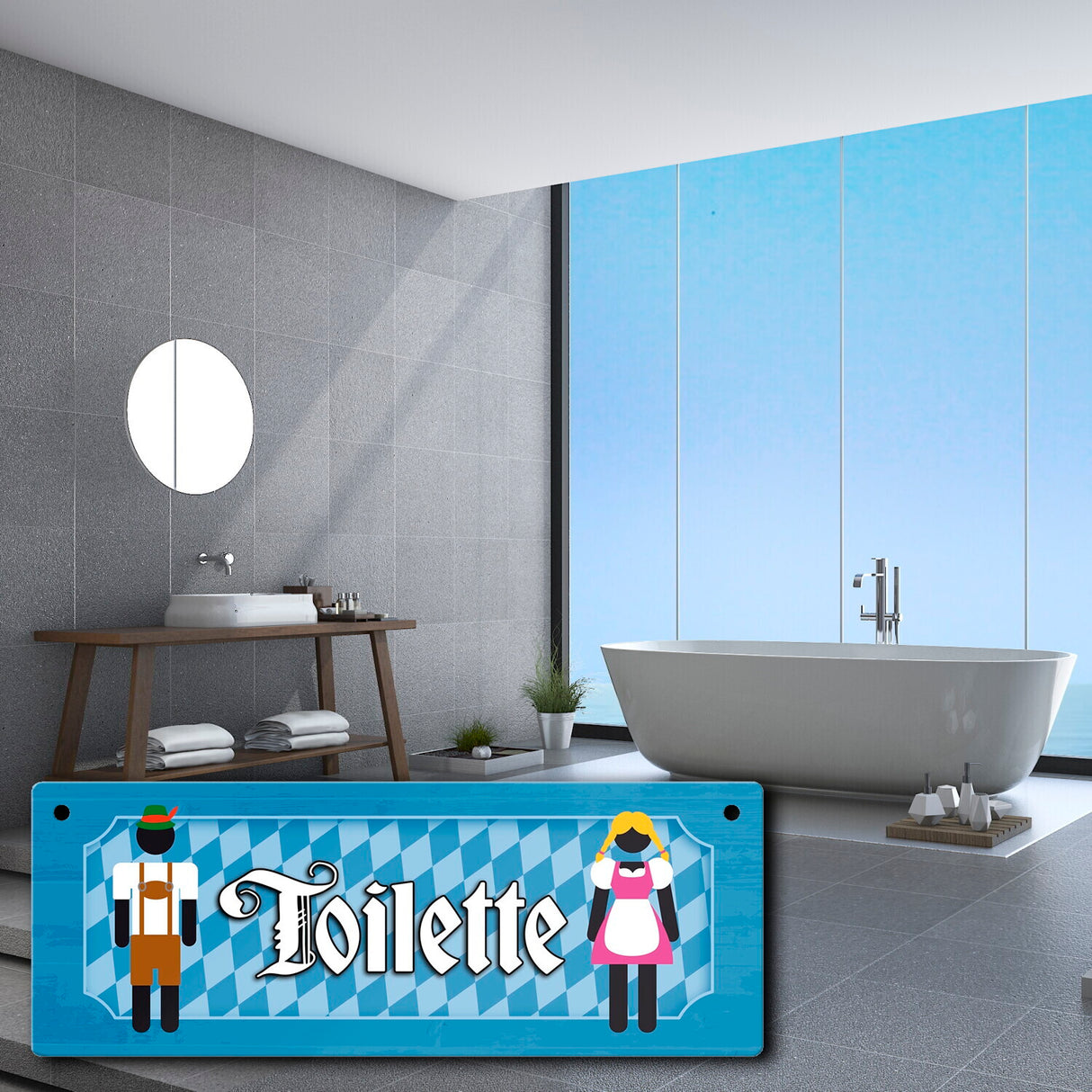 Toilette Metallschild auf bayrische Art