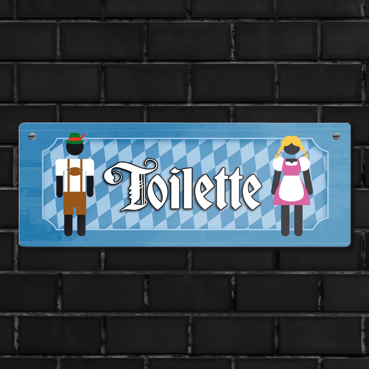 Toilette Metallschild auf bayrische Art