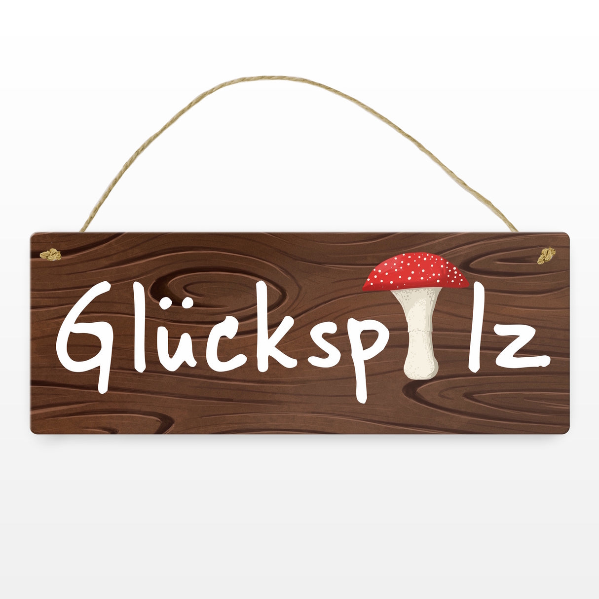 Glückspilz Metallschild in Holzoptik