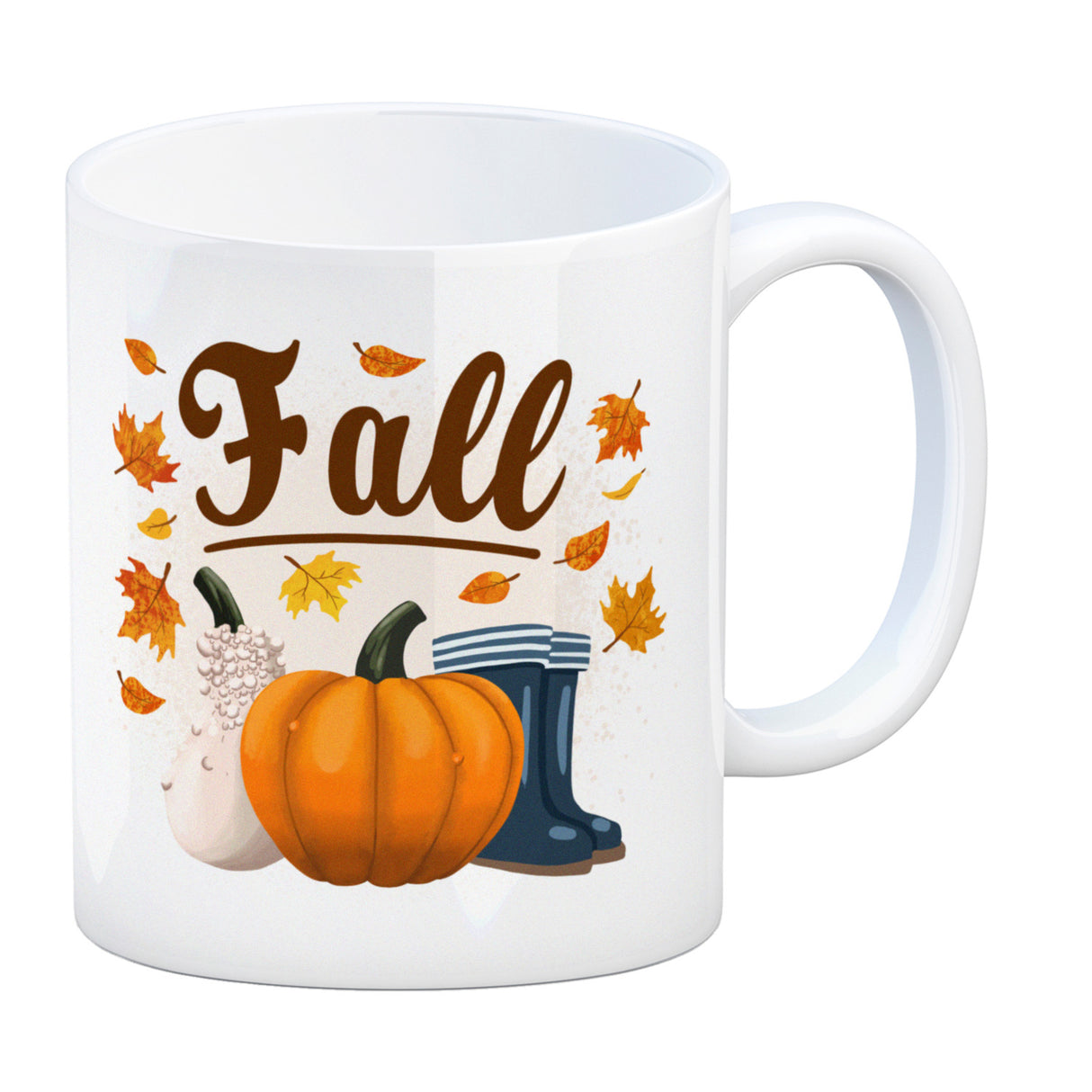 Fall Jahreszeit Herbst Kaffeebecher mit Kürbis und Laub