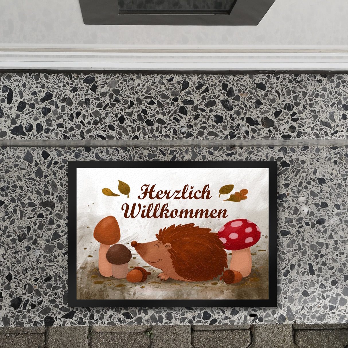 Herzlich Willkommen Fußmatte mit niedlichem Igel