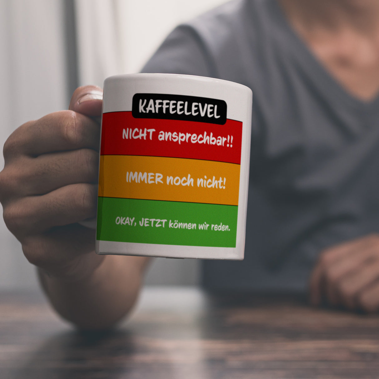 Kaffeelevel nicht ansprechbar Kaffeebecher mit verschiedenen Gemütslagen