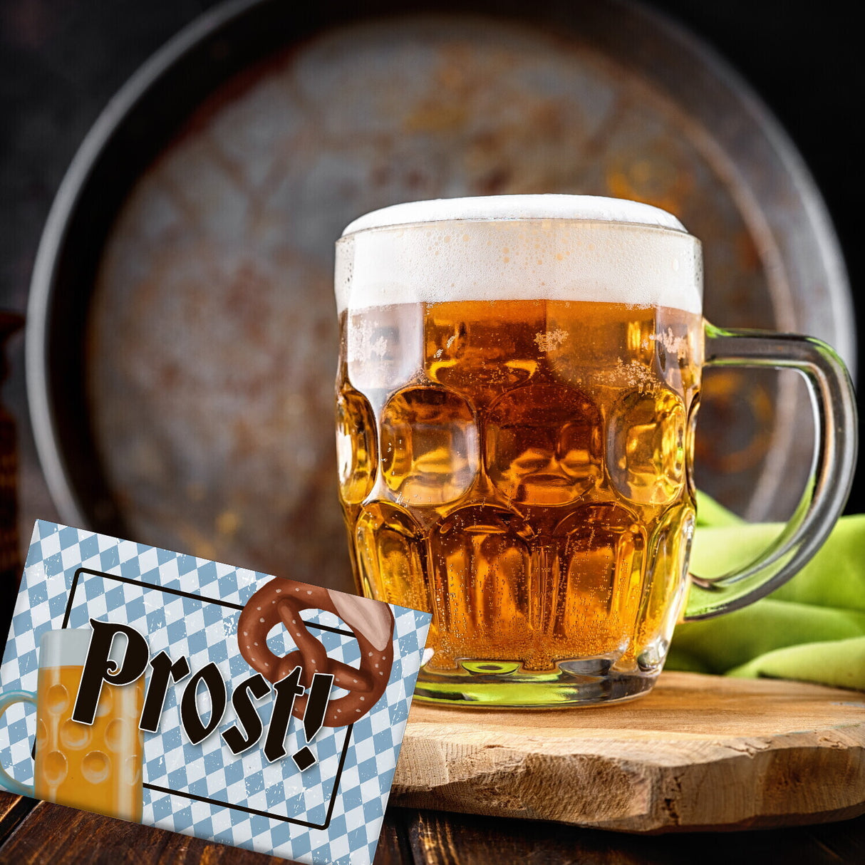 Prost! Souvenir Magnet mit Brezel und Bierkrug