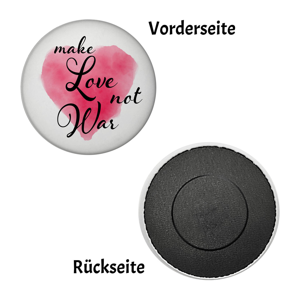 Make Love not War Kühlschrankmagnet mit Herz zum Thema Frieden