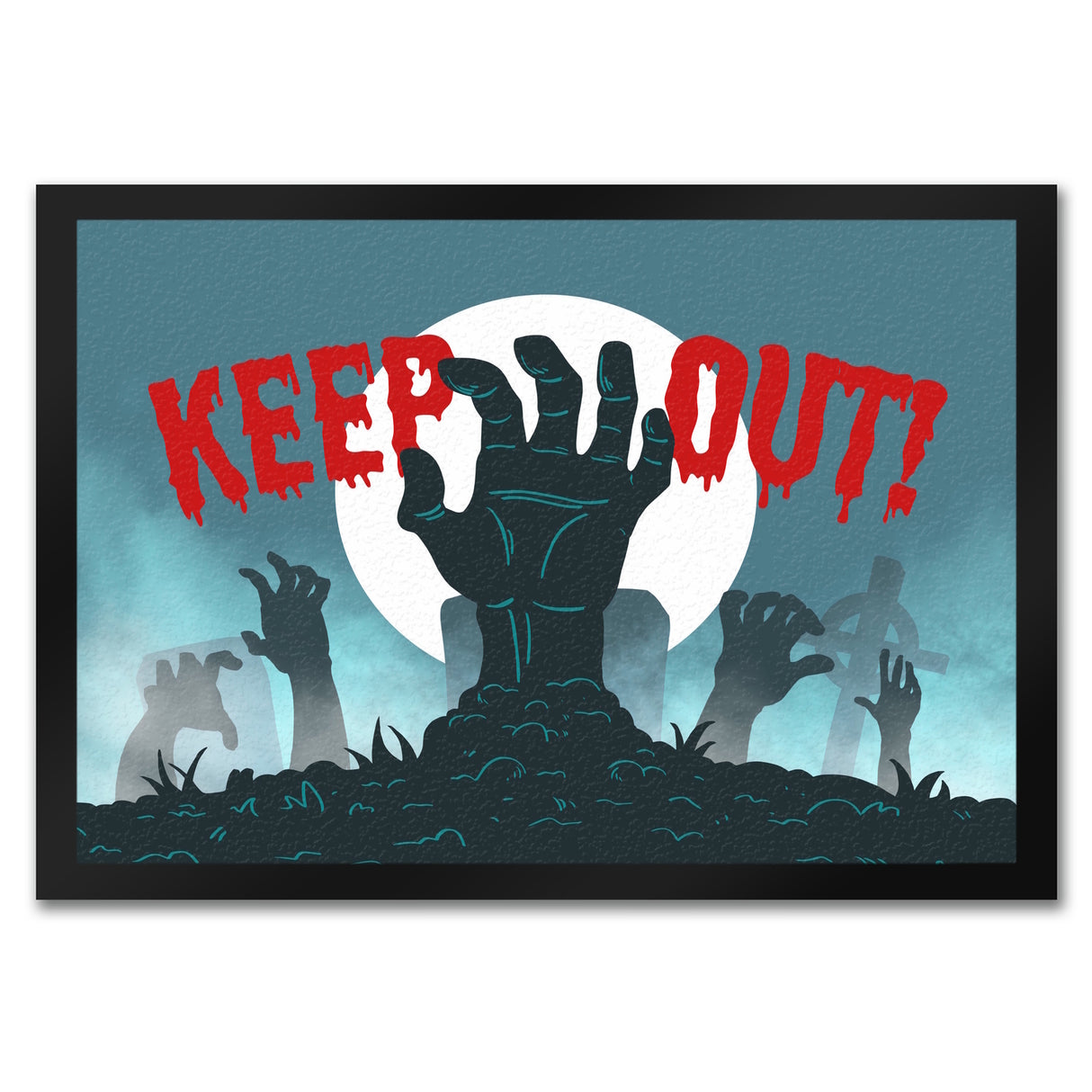 Keep out Halloween Fußmatte mit gruseligem Friedhof und Zombiehänden