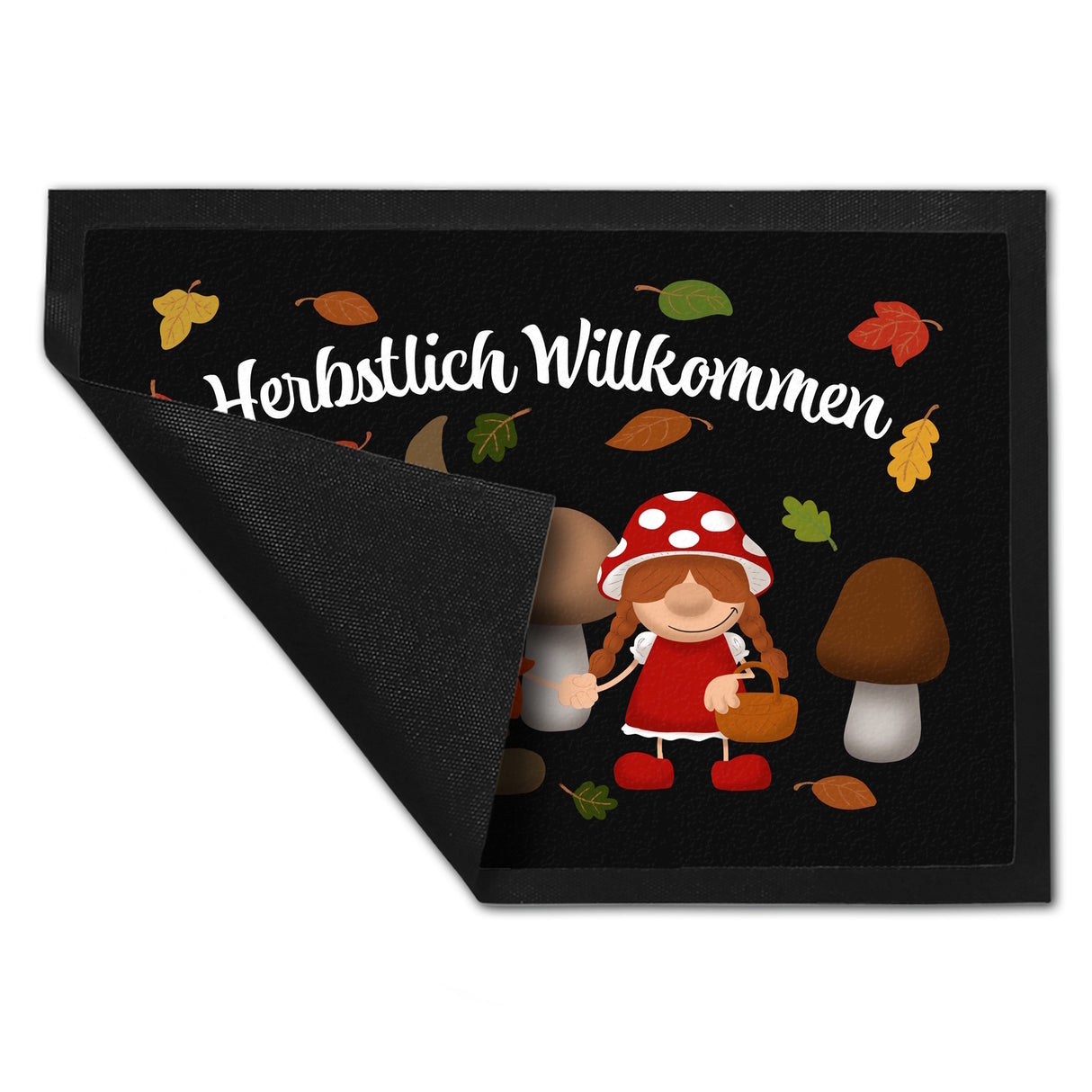 Herbstlich Willkommen Fußmatte mit Waldgnomen
