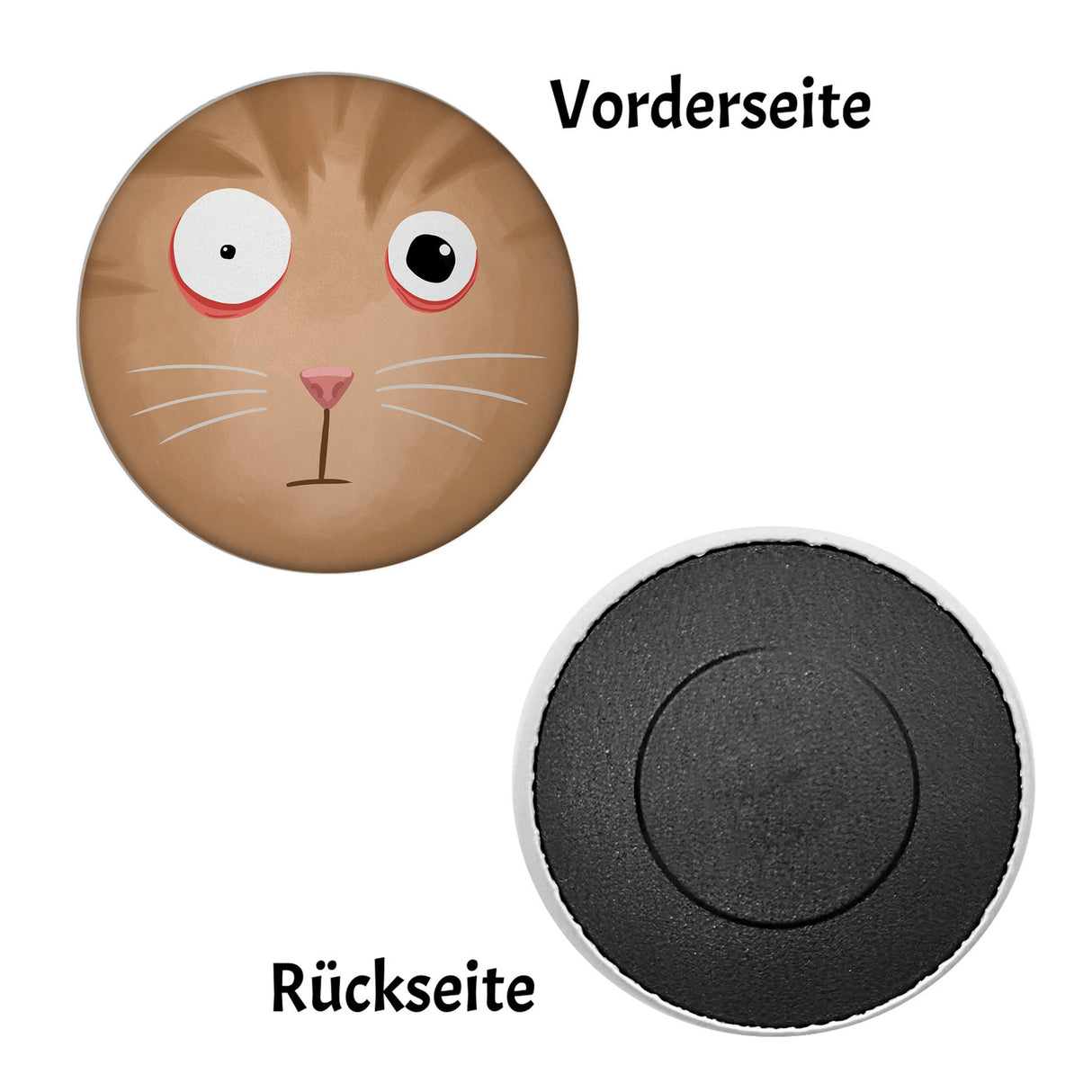 Kühlschrankmagnet mit Katzengesicht verwirrte Katze
