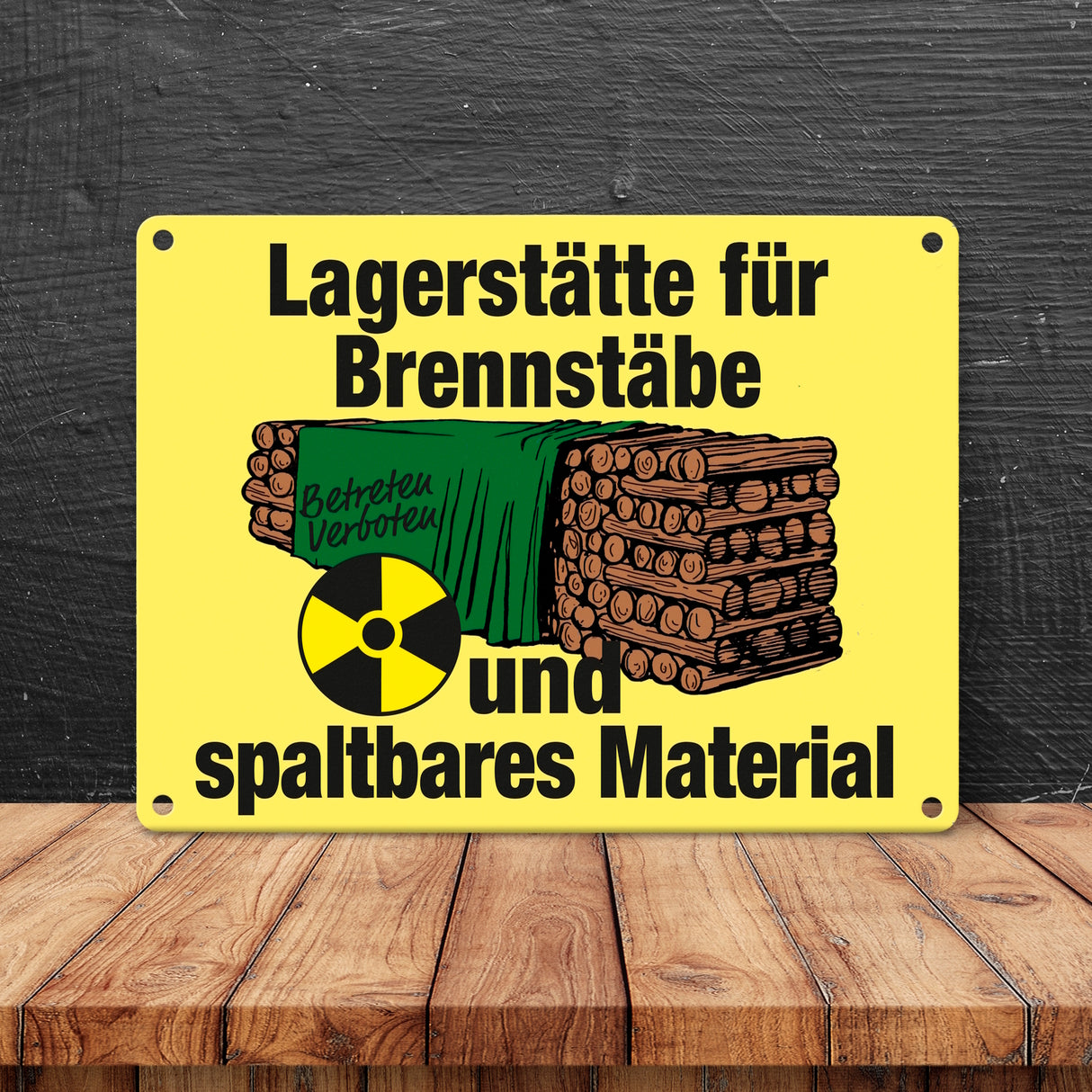 Lagerstätte für Brennstäbe - Brennholzlager Metallschild