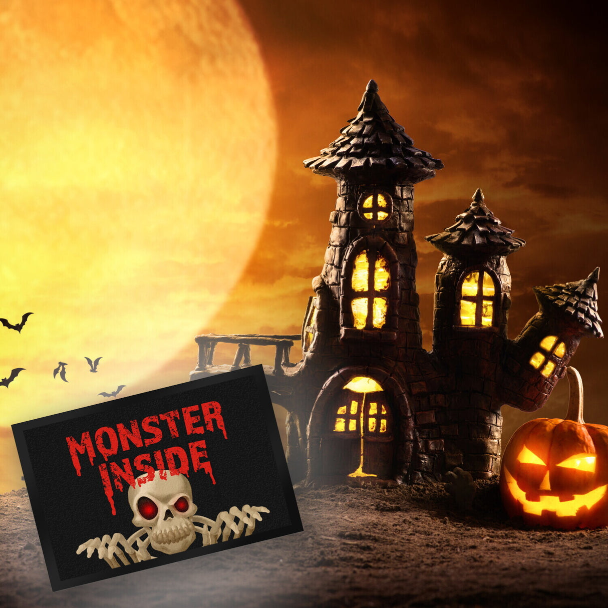 Monster Inside Halloween Fußmatte mit gruseligem Skelett Motiv