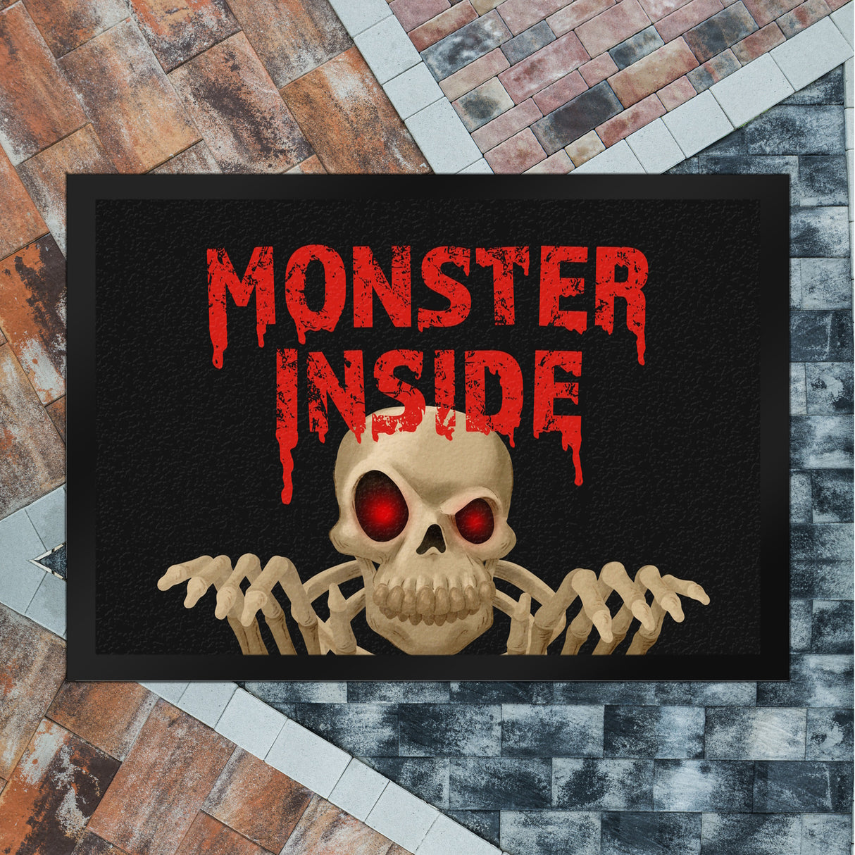 Monster Inside Halloween Fußmatte mit gruseligem Skelett Motiv