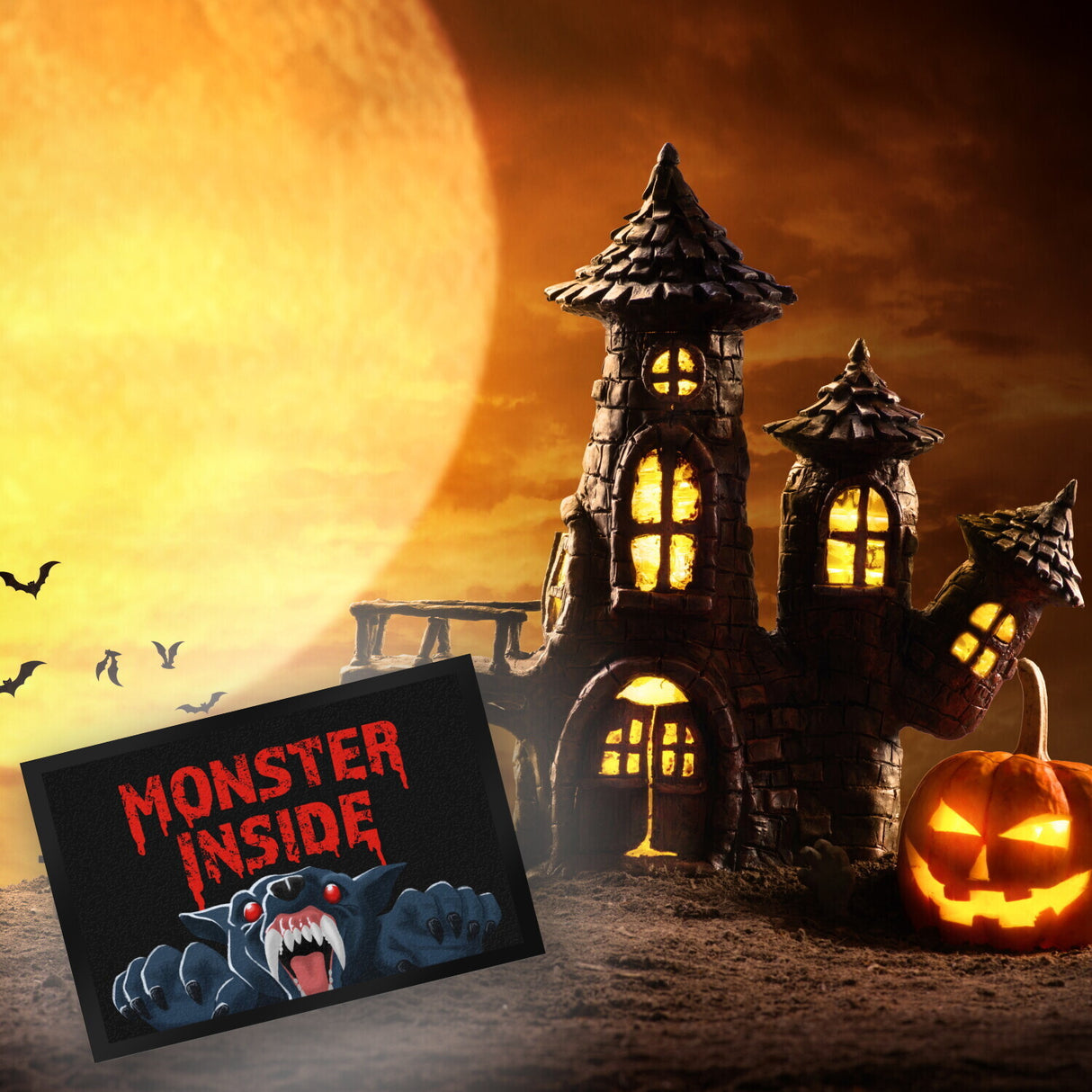 Monster Inside Halloween Fußmatte in 35x50 cm mit gruseligem Werwolf Motiv