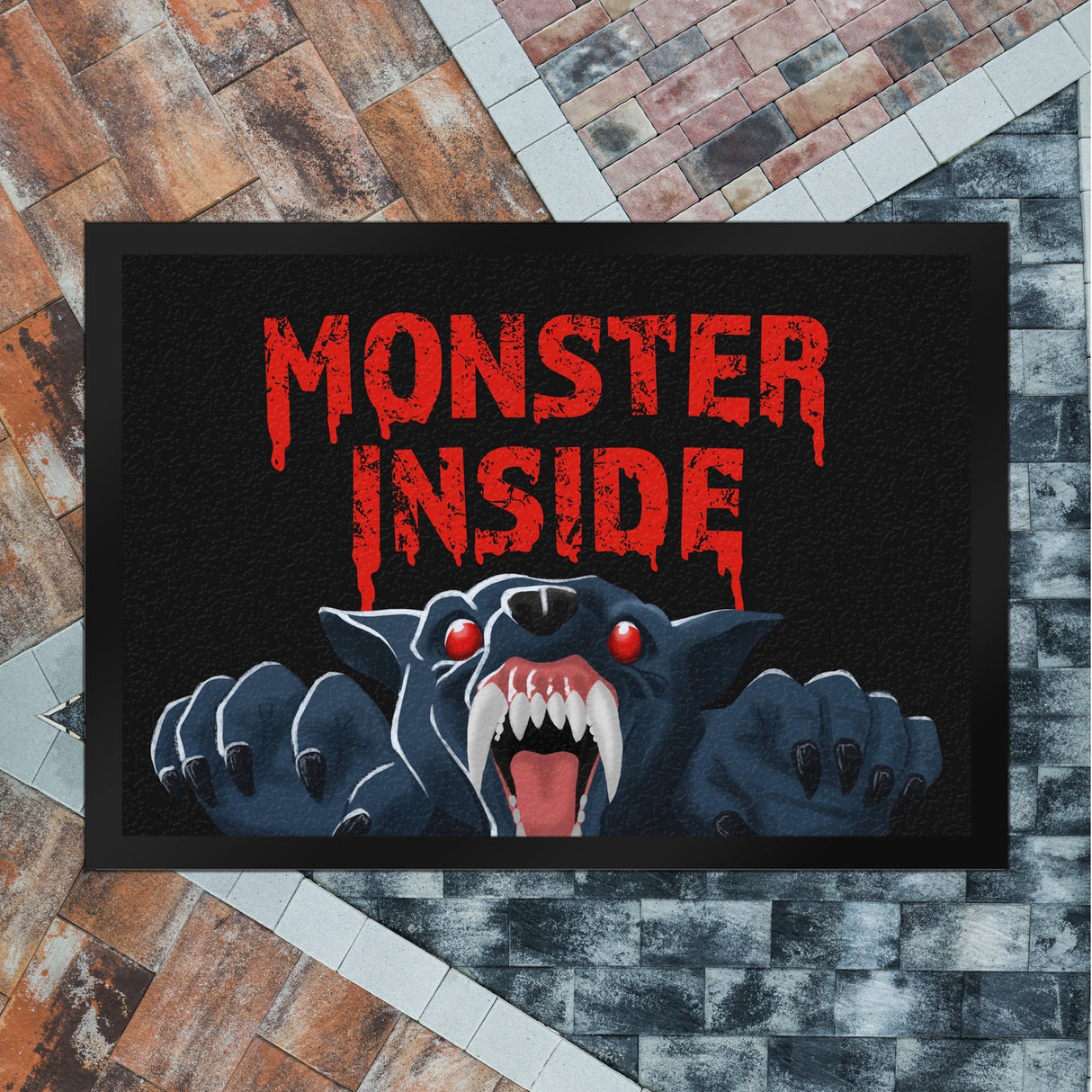 Monster Inside Halloween Fußmatte in 35x50 cm mit gruseligem Werwolf Motiv