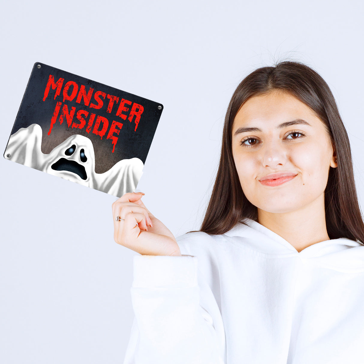 Monster Inside Halloween Metallschild mit gruseligem Geist Motiv