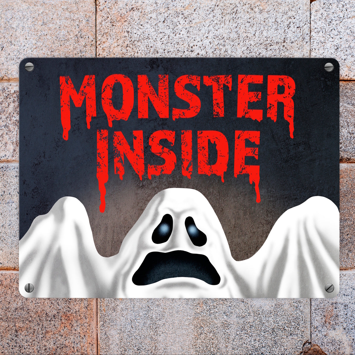 Monster Inside Halloween Metallschild mit gruseligem Geist Motiv