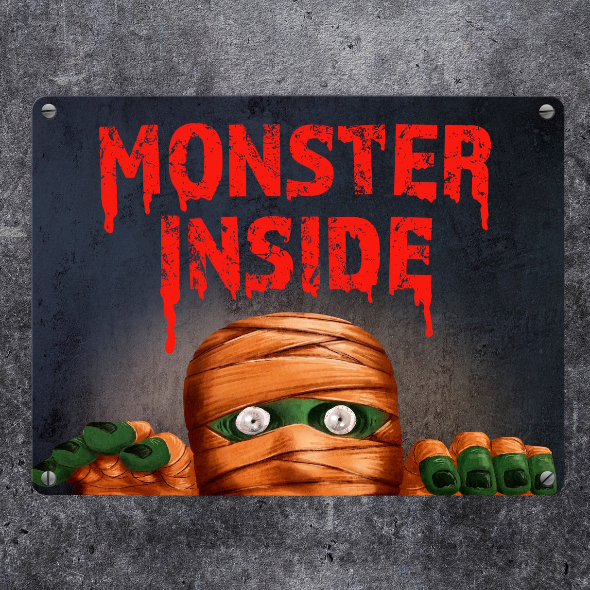 Monster Inside Halloween Metallschild mit gruseligem Mumie Motiv