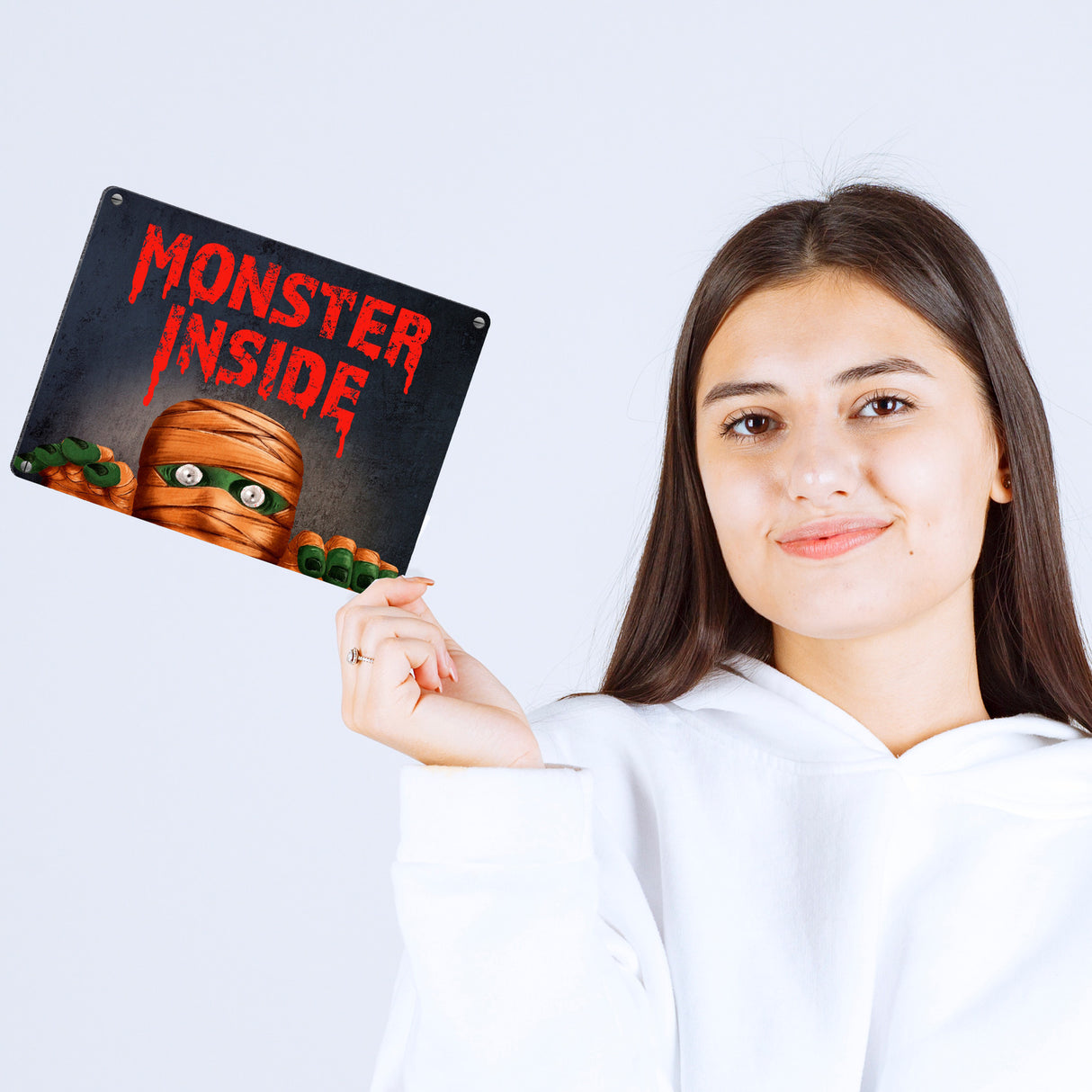 Monster Inside Halloween Metallschild mit gruseligem Mumie Motiv