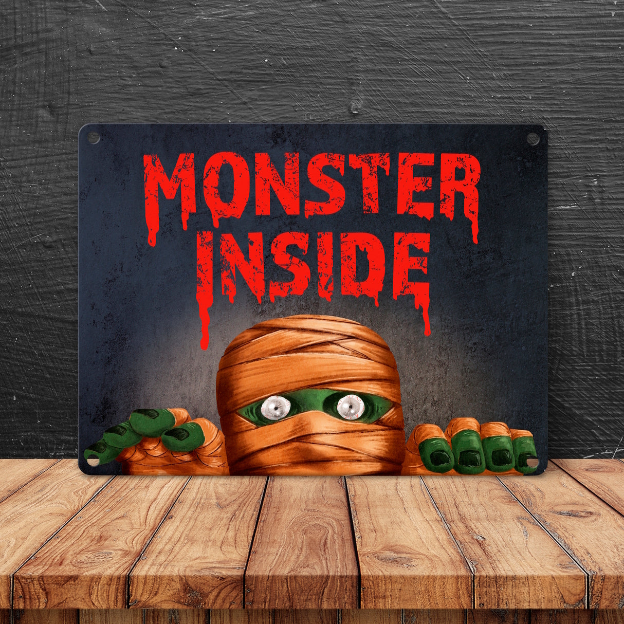 Monster Inside Halloween Metallschild mit gruseligem Mumie Motiv