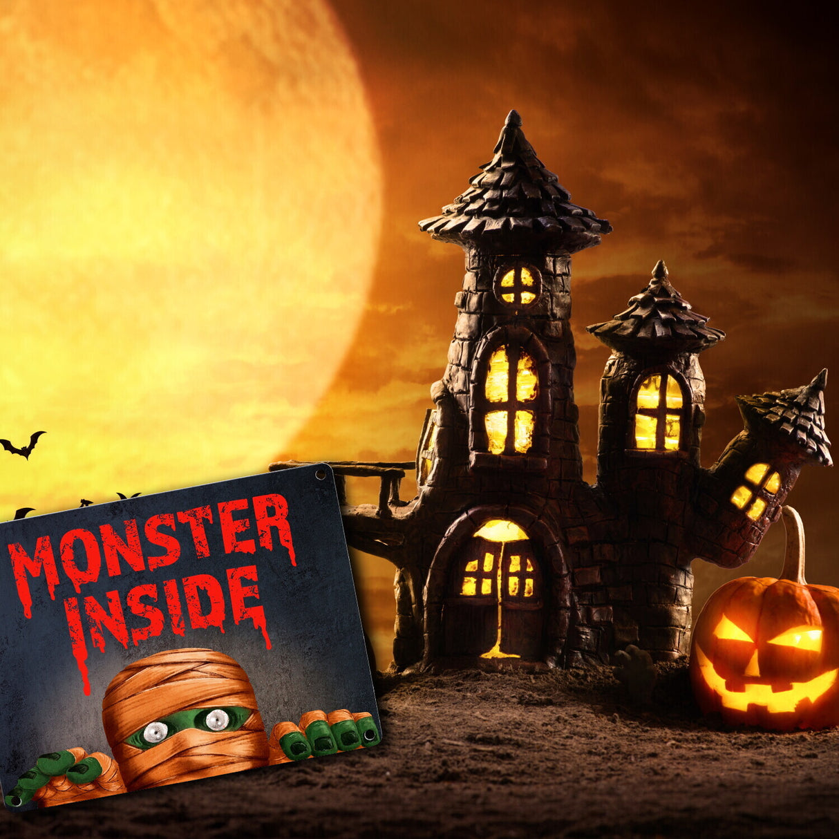 Monster Inside Halloween Metallschild mit gruseligem Mumie Motiv