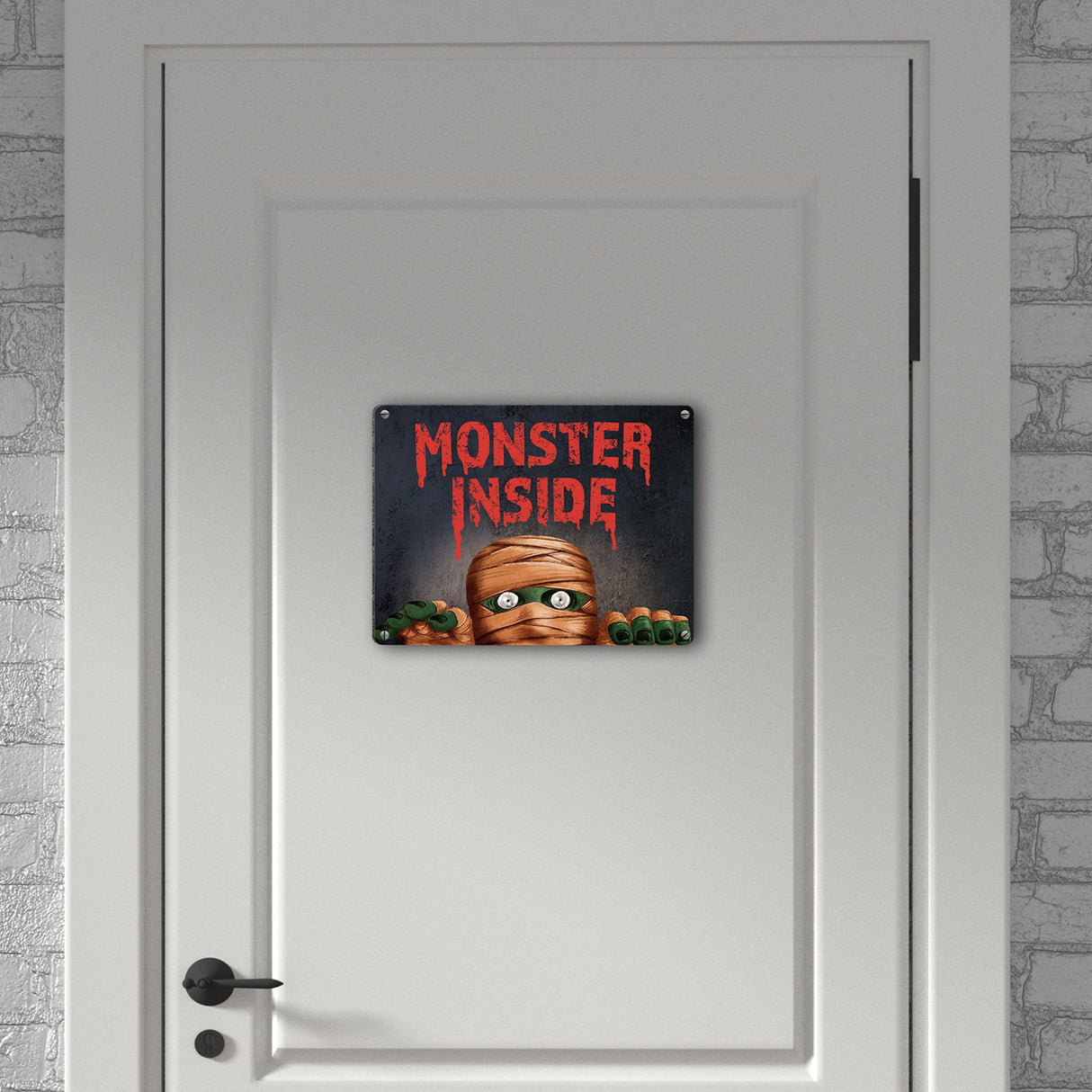 Monster Inside Halloween Metallschild mit gruseligem Mumie Motiv