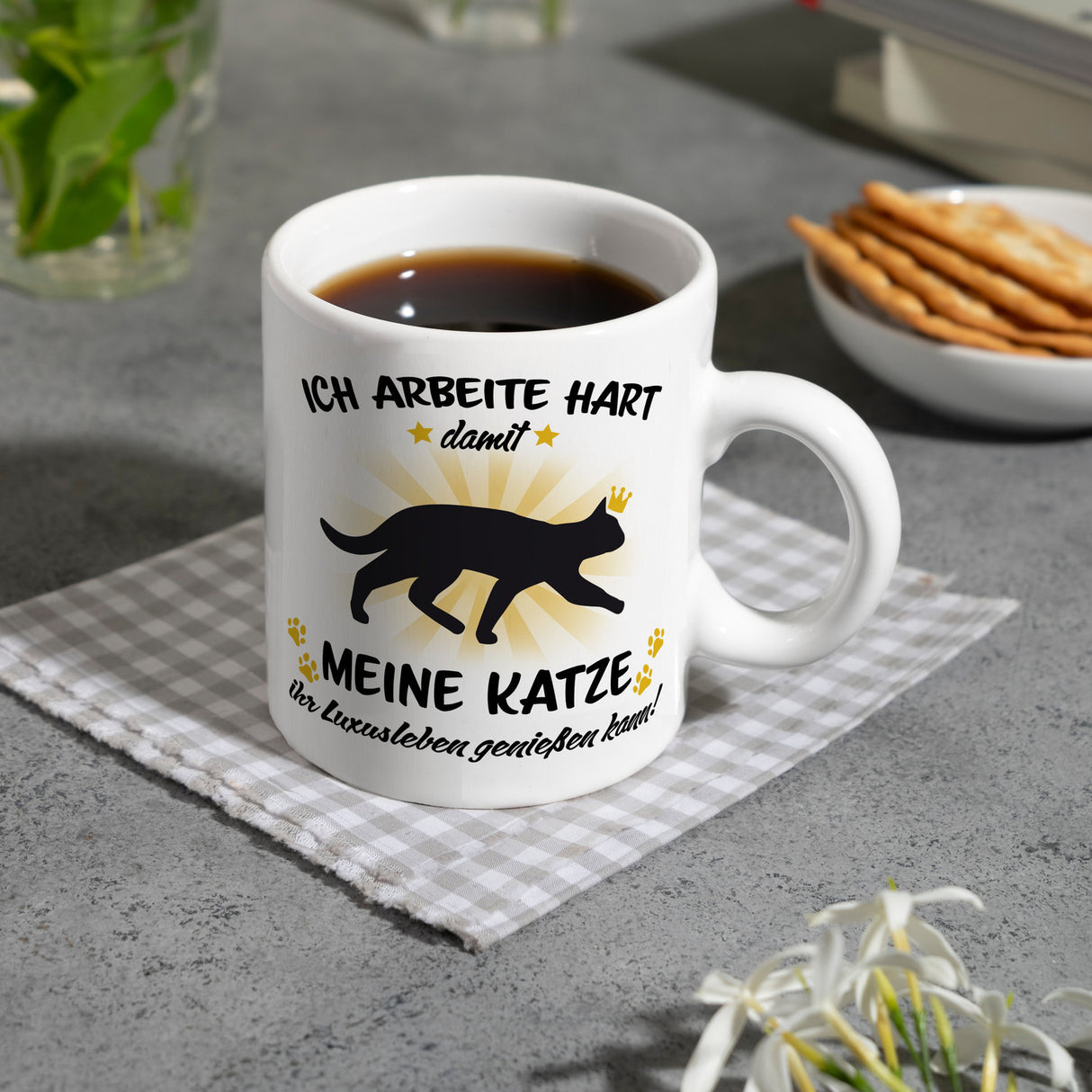 Ich arbeite hart für das Luxusleben meiner Katze Haustier Kaffeebecher