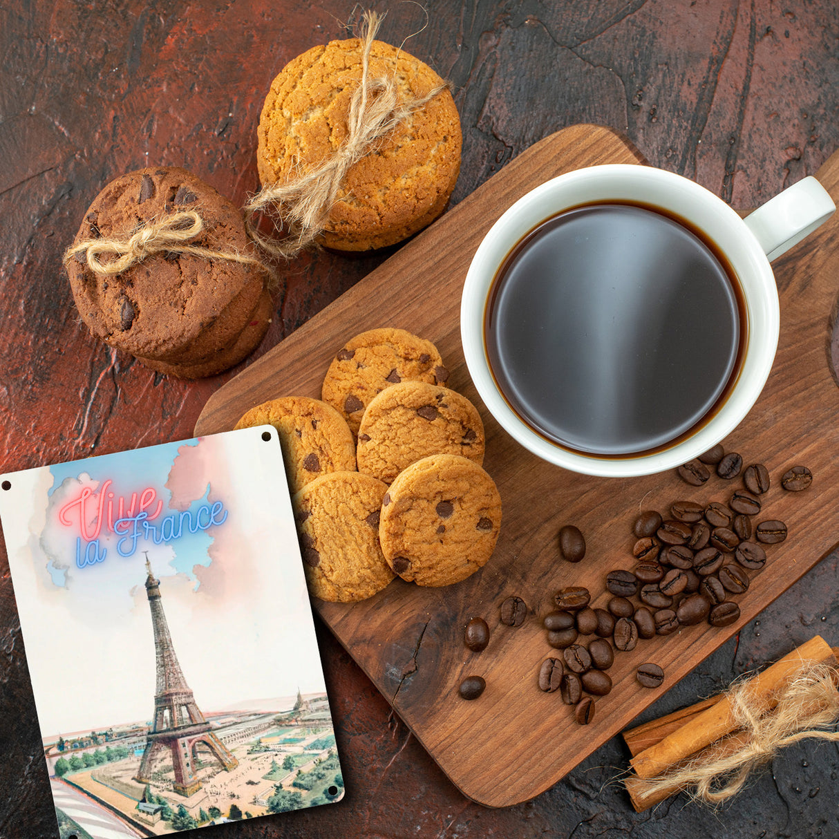 Vive la France Eiffelturm Metallschild in 15x20 cm im retro Look zum Thema Paris
