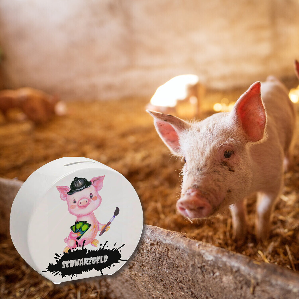 Schwarzgeld Spardose mit Schweinchen Motiv