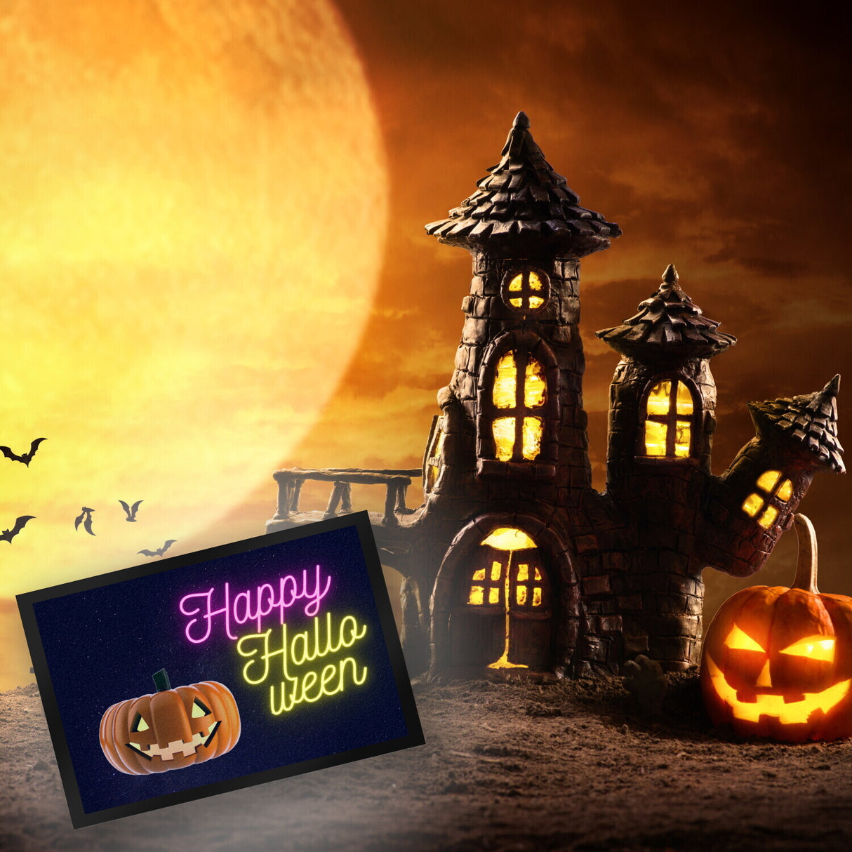 Happy Halloween Kürbis Fußmatte in 35x50 cm