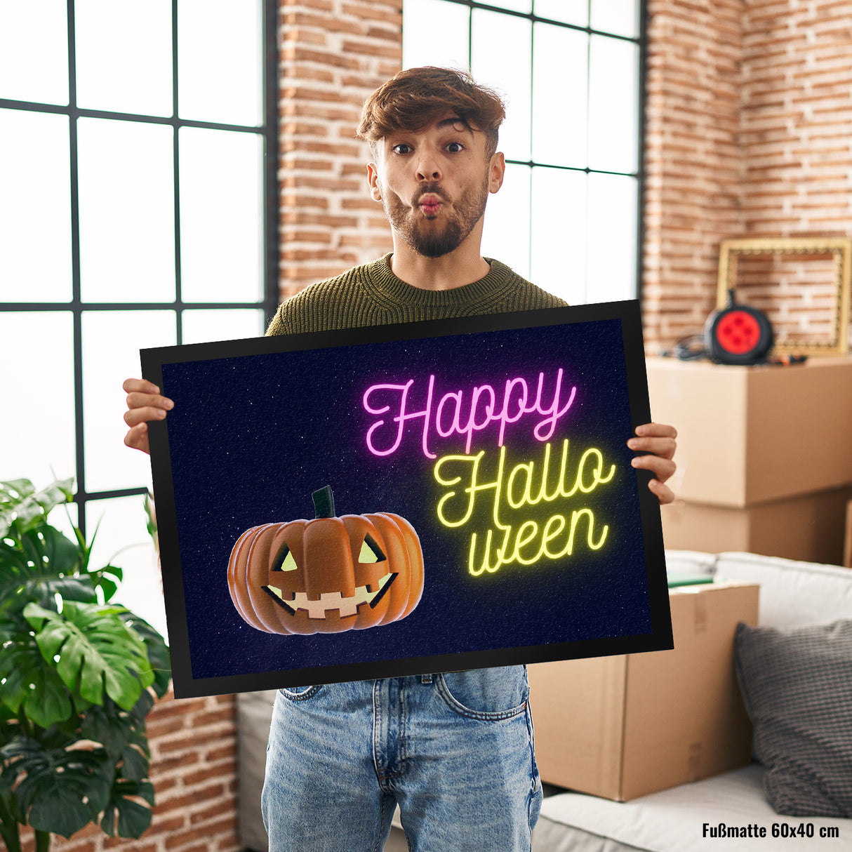 Happy Halloween Kürbis Fußmatte in 35x50 cm