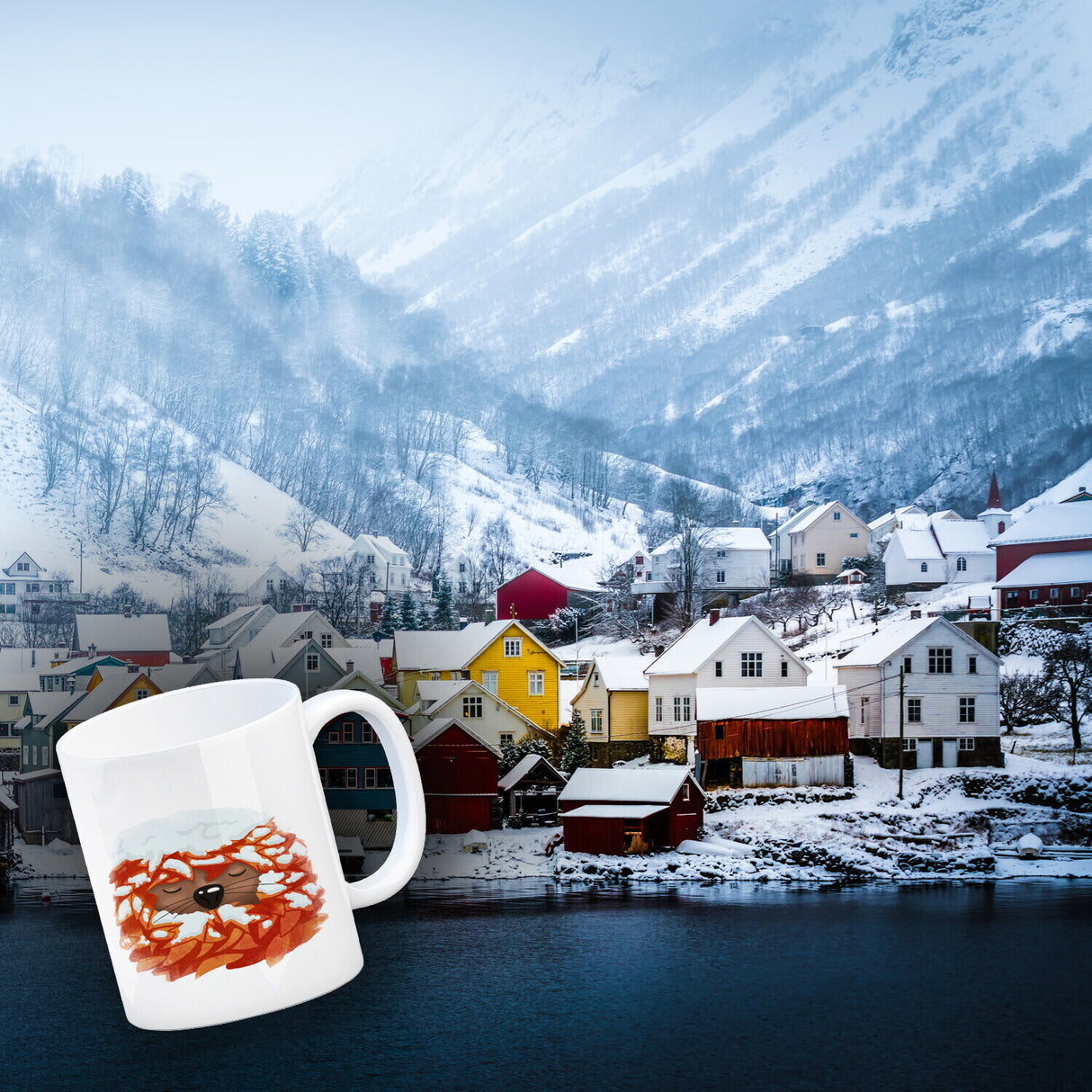 Igel im Winterschlaf Kaffeebecher mit Herbst Motiv