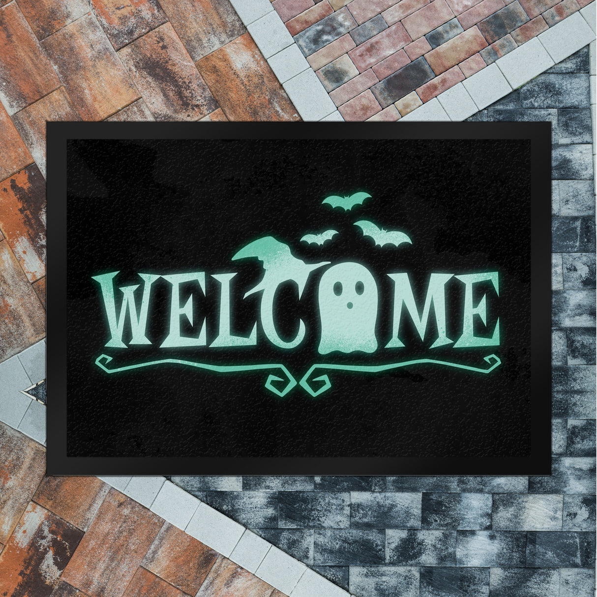 Welcome Fußmatte für Halloween mit Geist