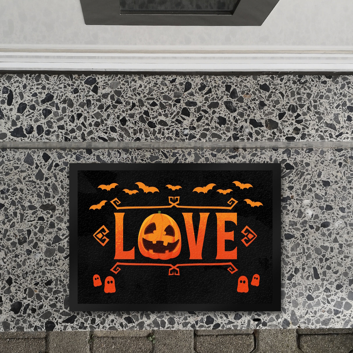 Love Fußmatte für Halloween mit Kürbis