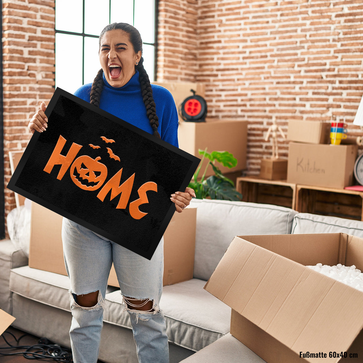 Home Fußmatte für Halloween mit Kürbis