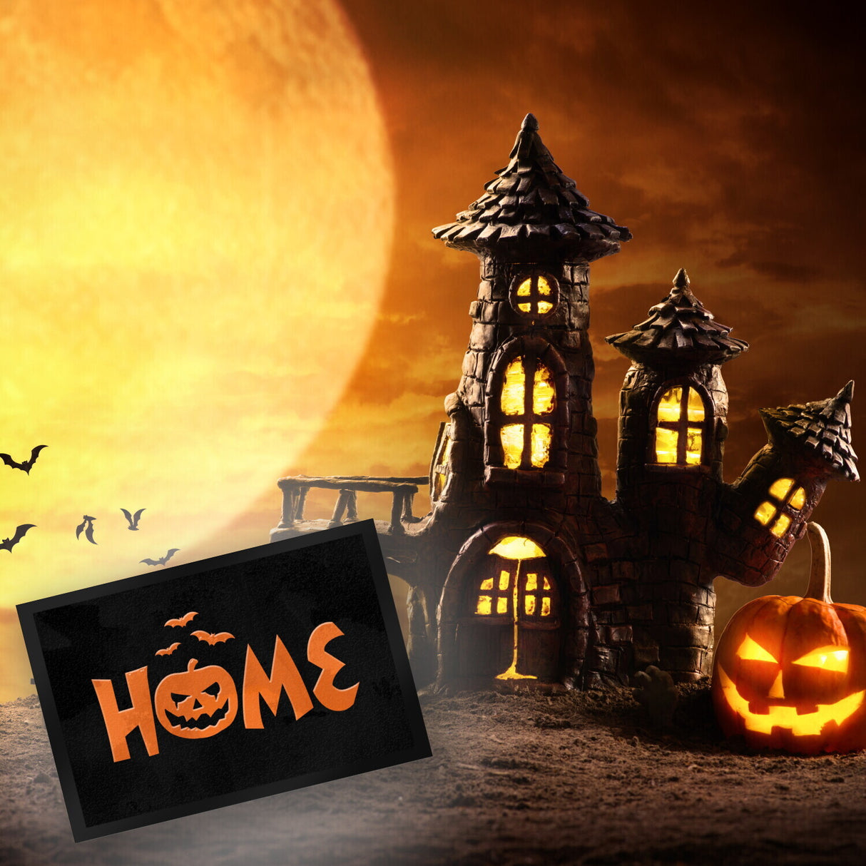 Home Fußmatte für Halloween mit Kürbis