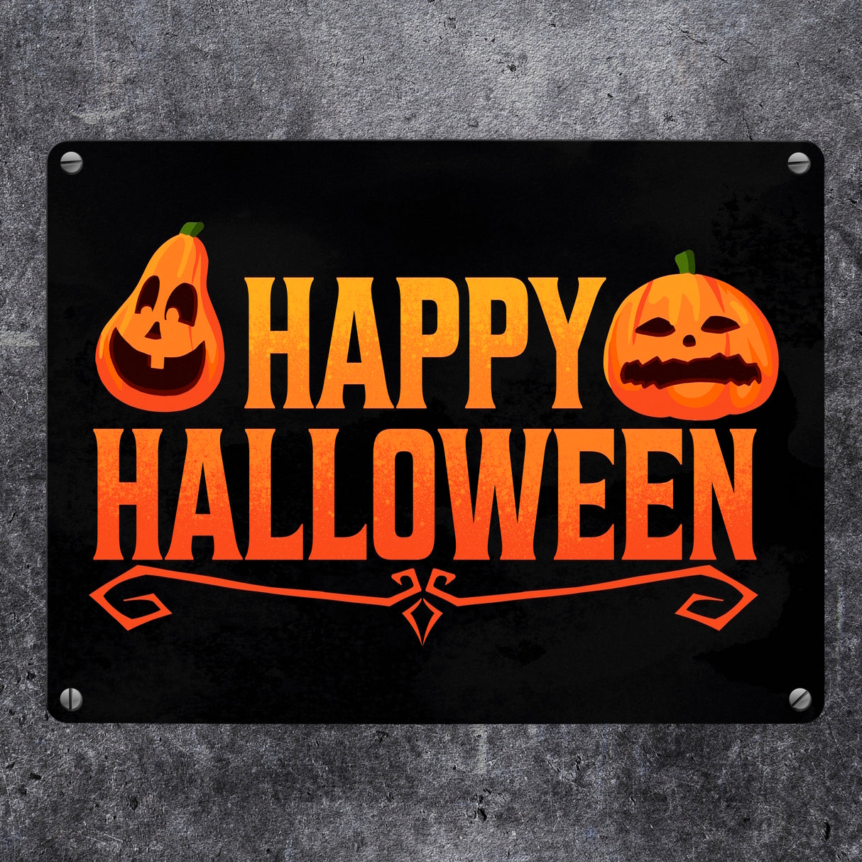 Happy Halloween Metallschild mit lustigen Kürbissen