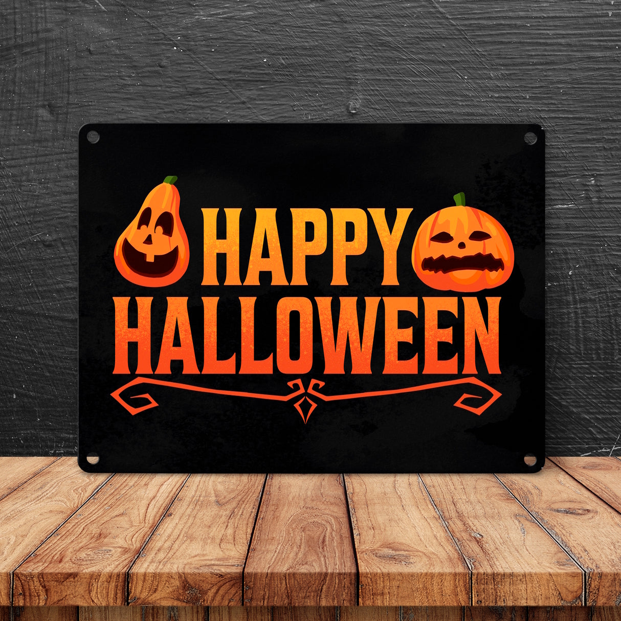 Happy Halloween Metallschild mit lustigen Kürbissen