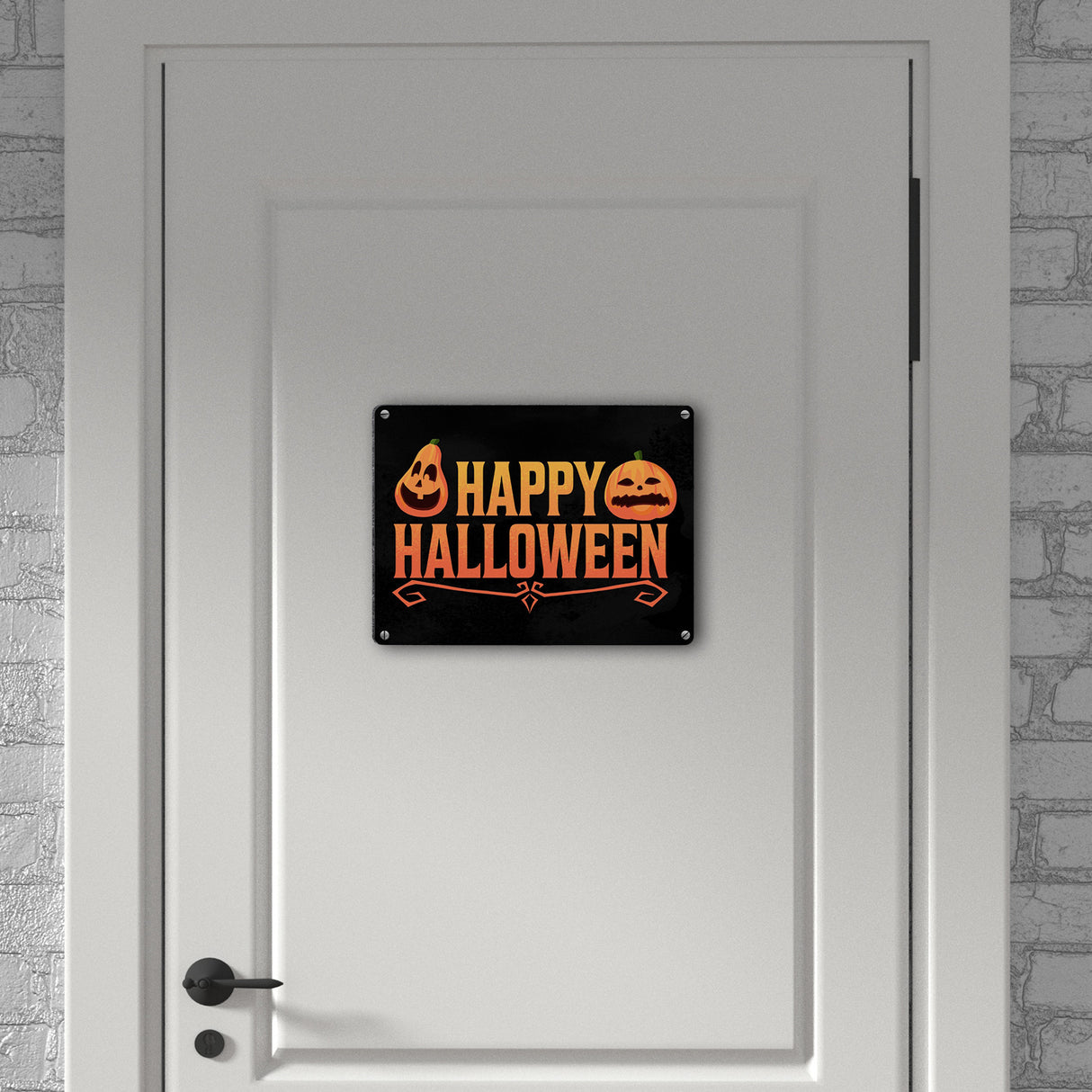 Happy Halloween Metallschild mit lustigen Kürbissen