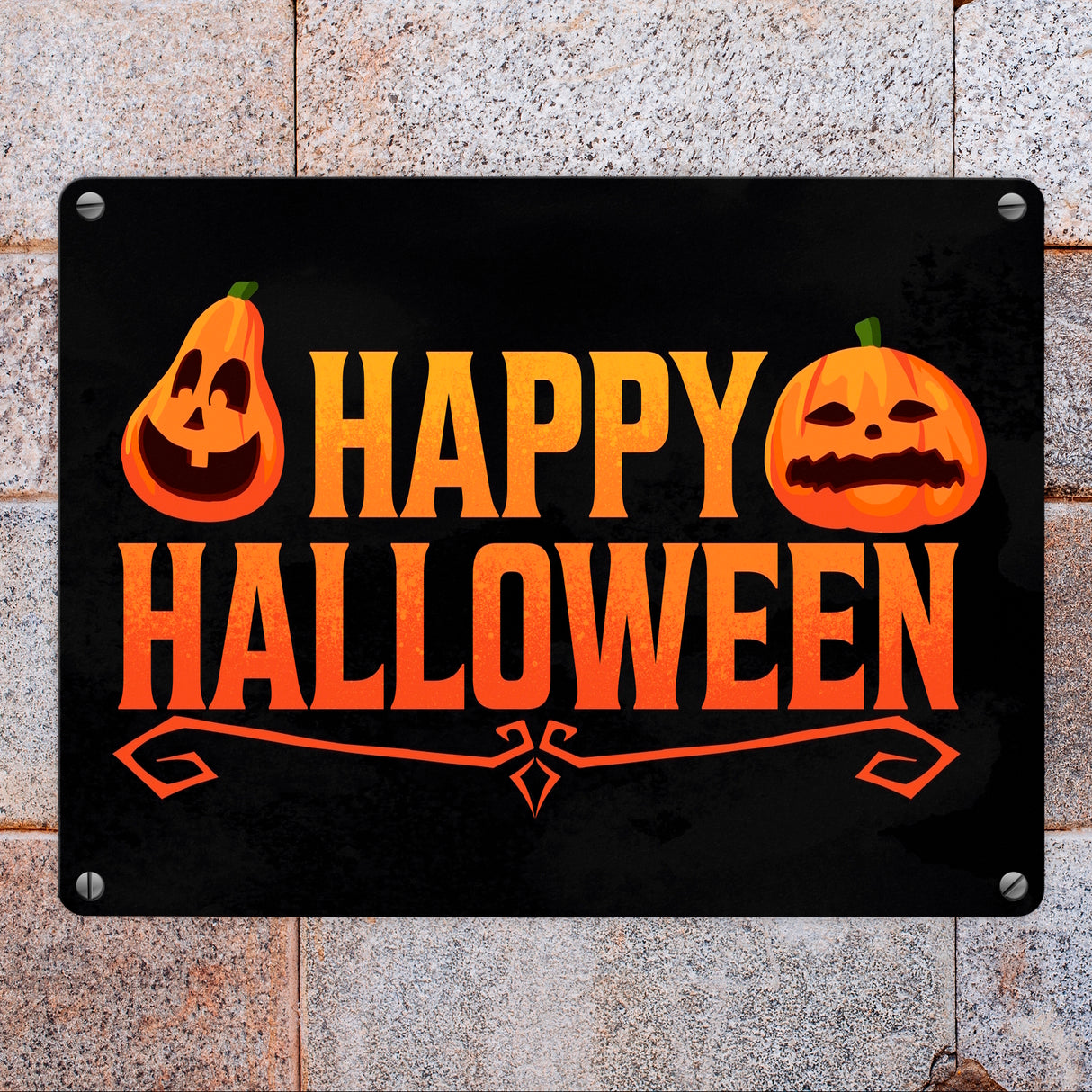 Happy Halloween Metallschild mit lustigen Kürbissen