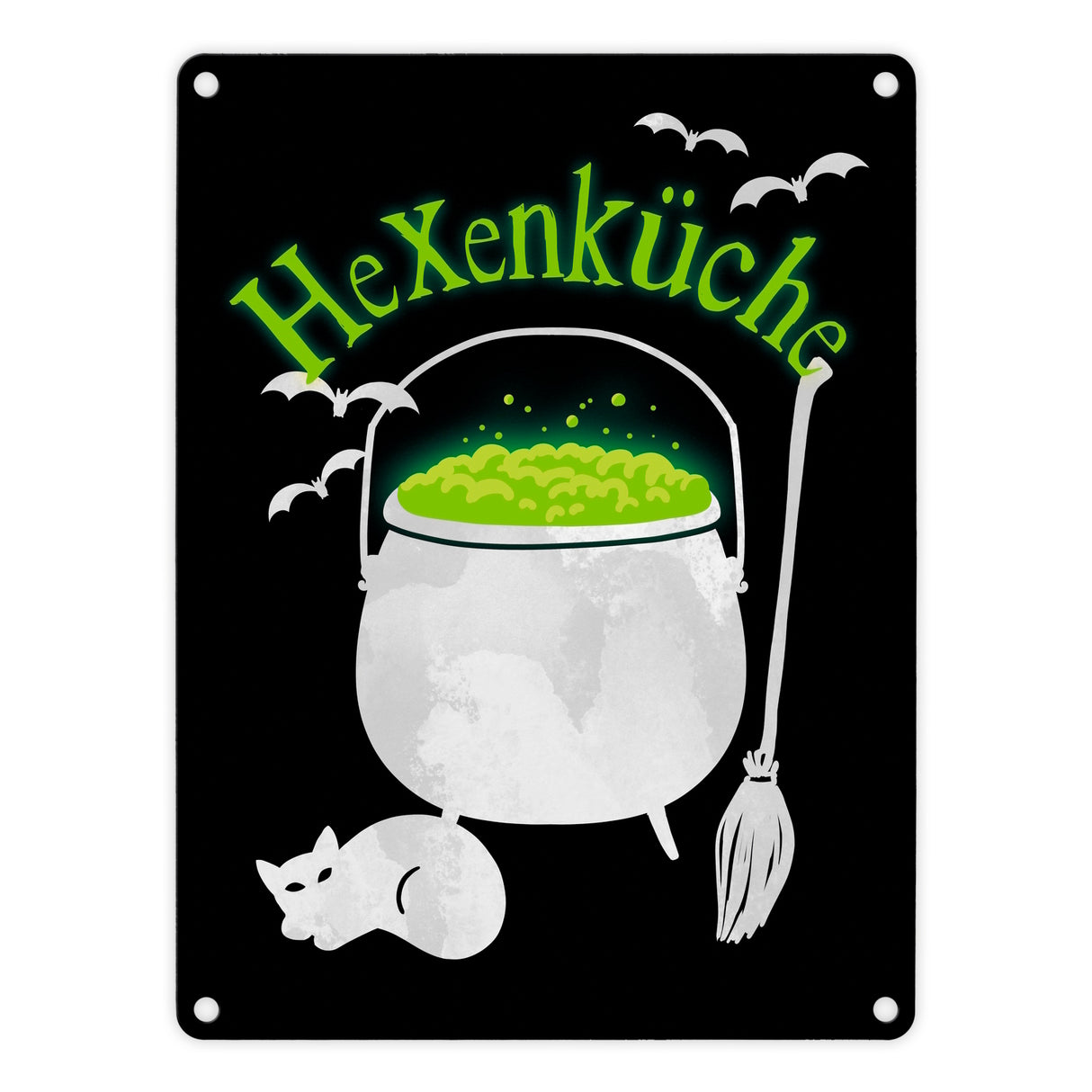 Hexenküche Metallschild mit Hexenkessel für Halloween