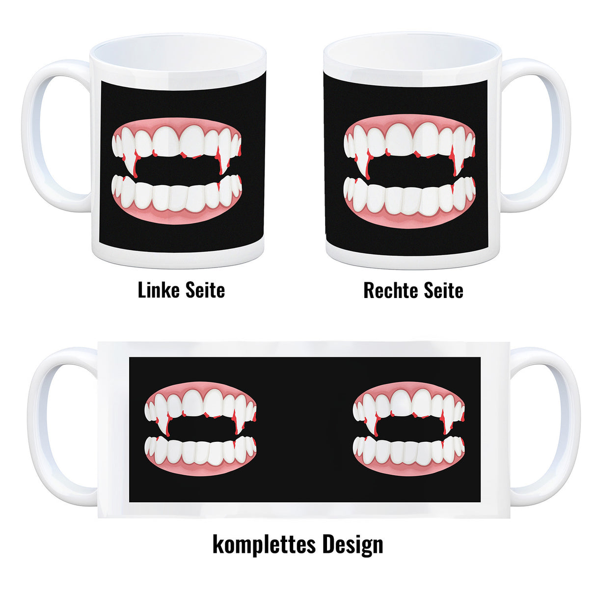 Vampirgebiss Horror Kaffeebecher für Halloween