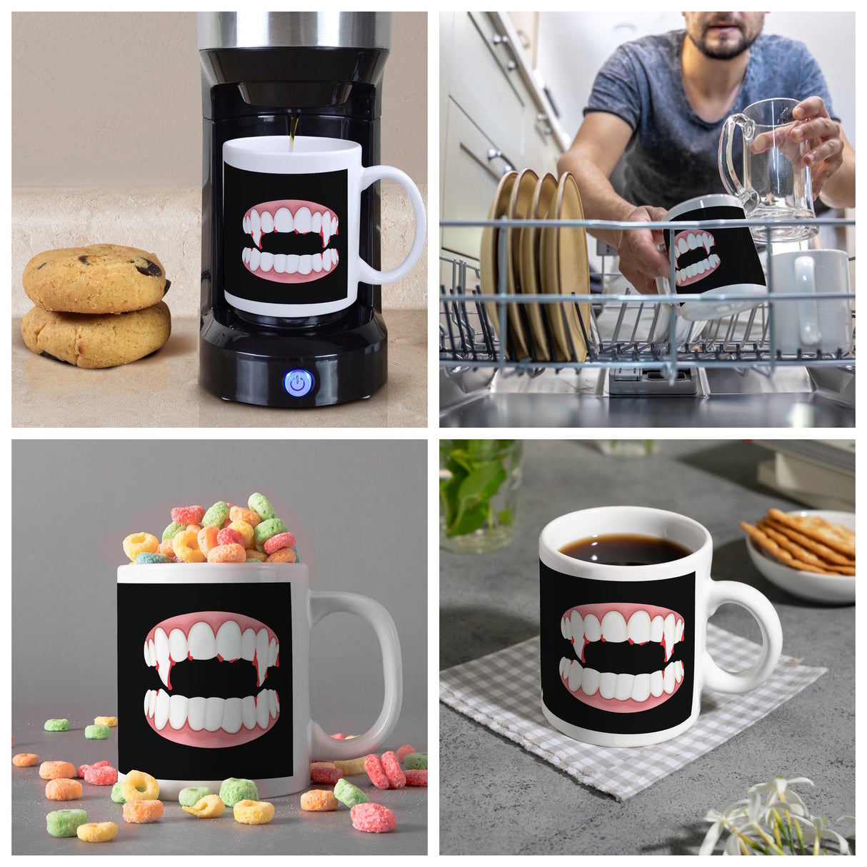 Vampirgebiss Horror Kaffeebecher für Halloween