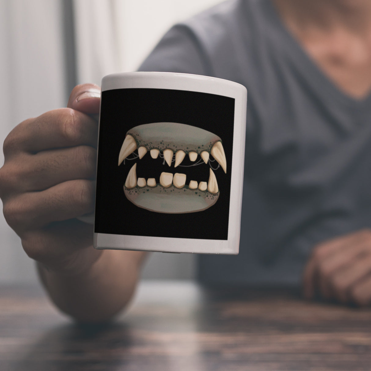 Zombiegebiss Horror Kaffeebecher für Halloween