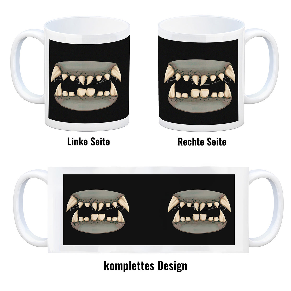 Zombiegebiss Horror Kaffeebecher für Halloween