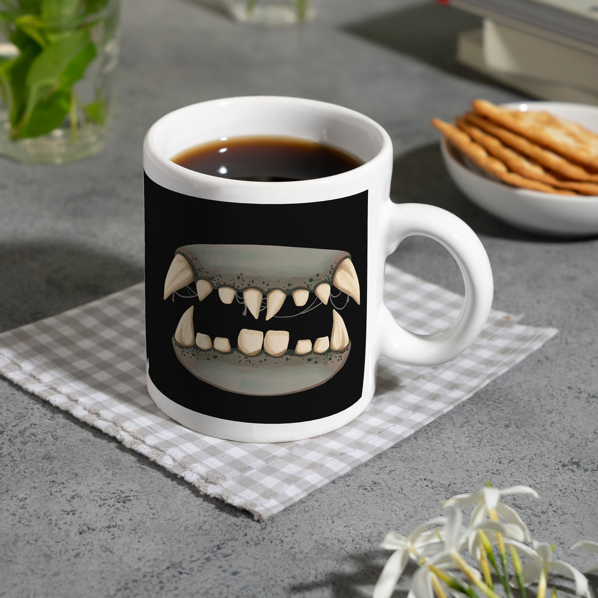 Zombiegebiss Horror Kaffeebecher für Halloween